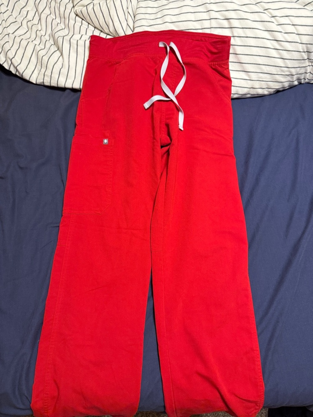 Figs Small Tall scrub pants red
